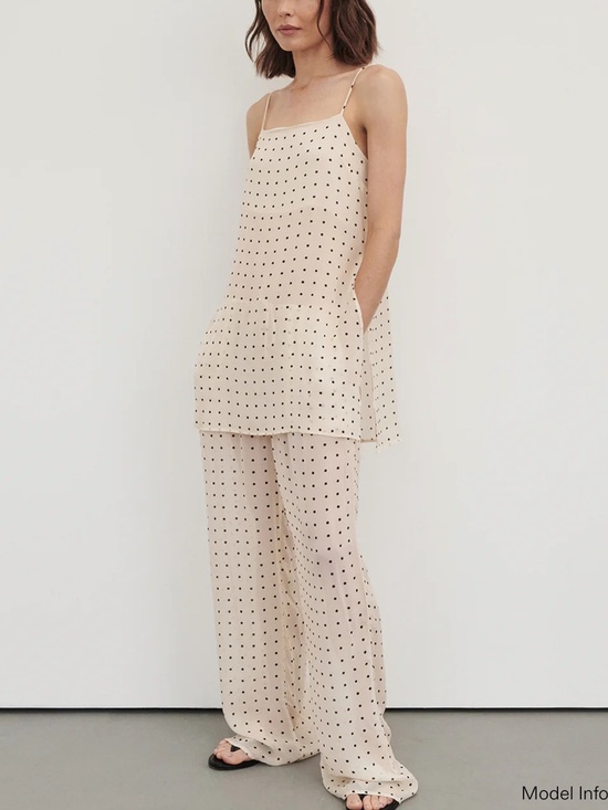 DISSH Pants - Dissh Vanessa Set - Cream Polka Dot Cami Top & Wide Leg Pants Set